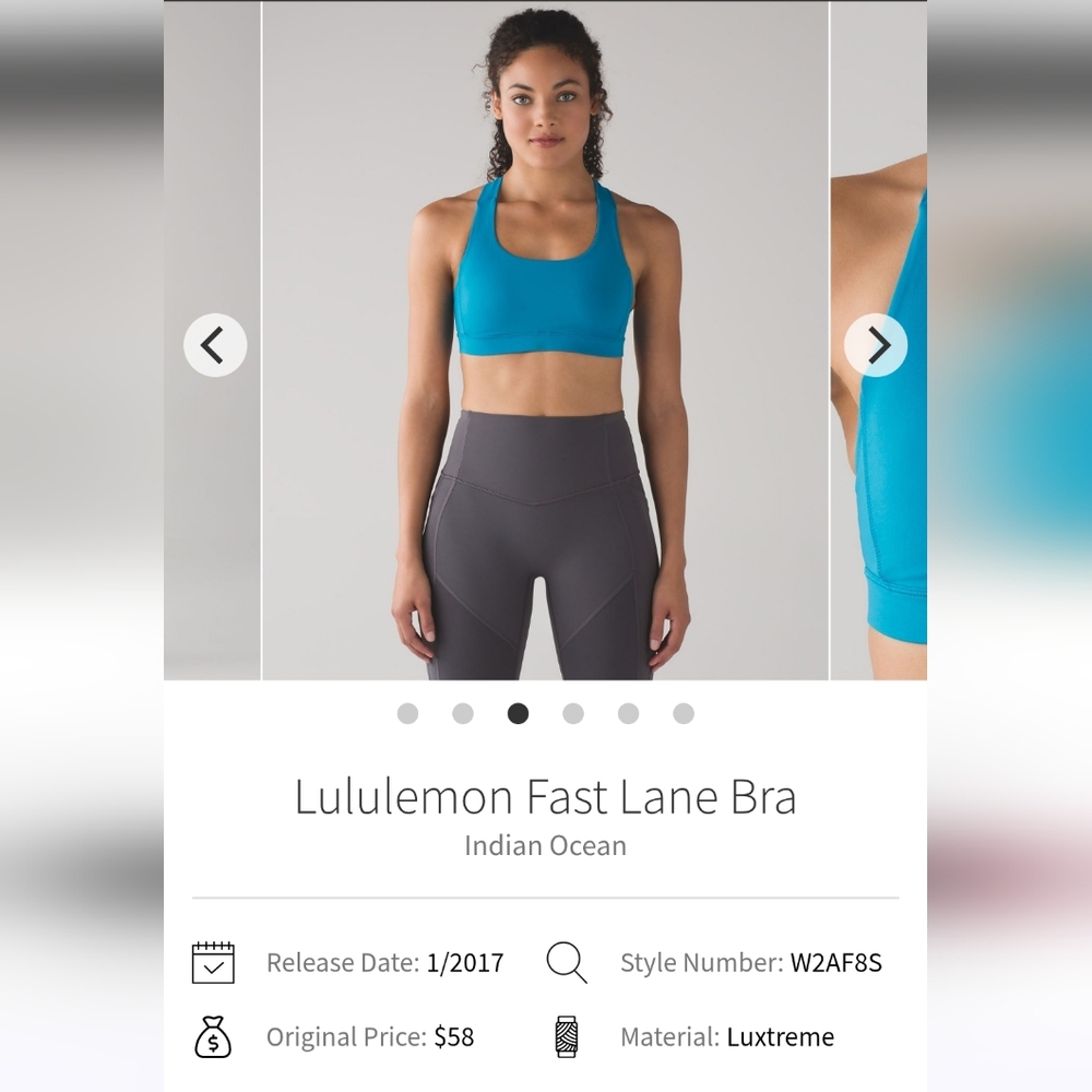 Lululemon Blue Sports Bra Medium Support